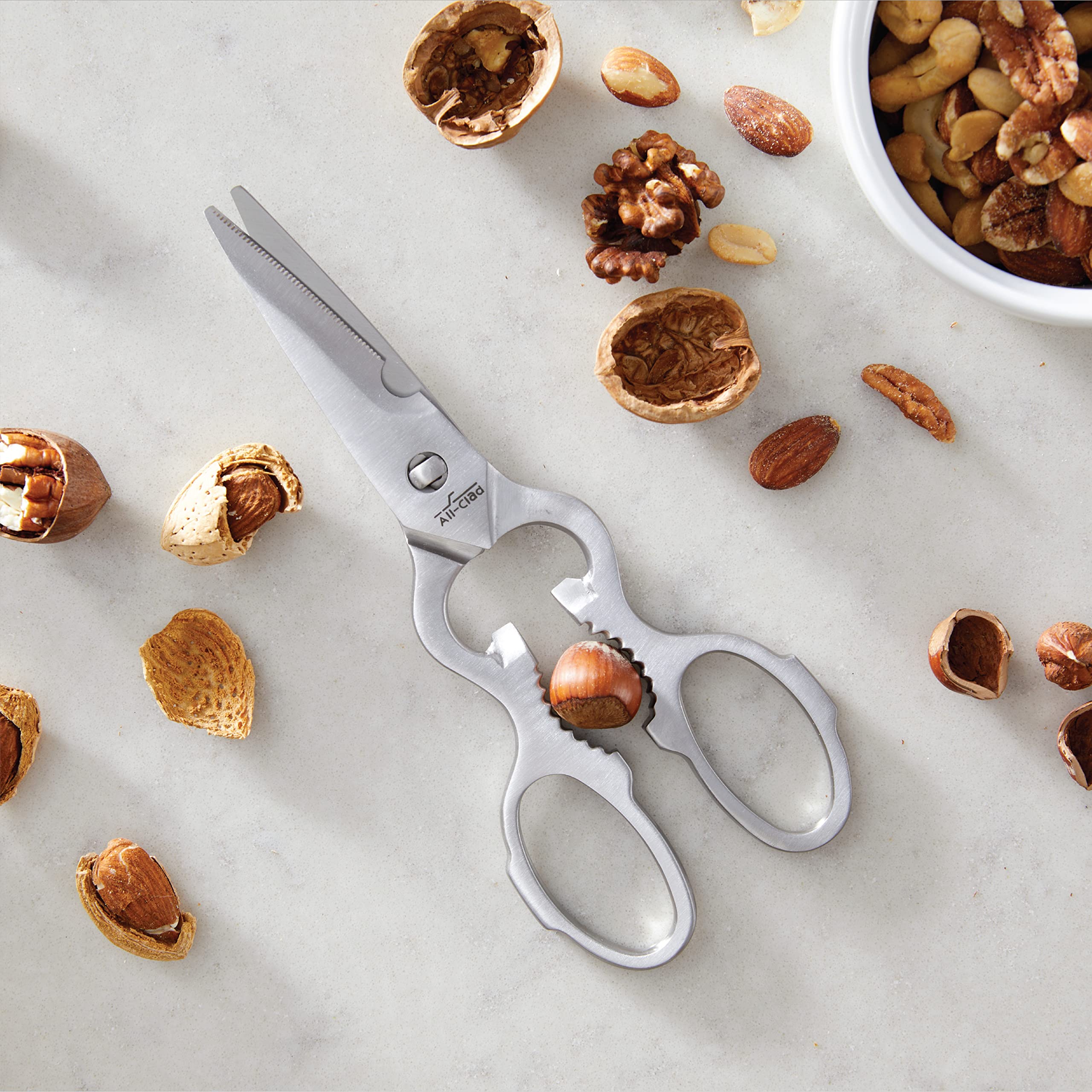 All-Clad Stainless Steel Kitchen Scissors 7.5 Inch - Heavy Duty Kitchen Shears for Cutting Meat, Herbs, Poultry & More - Perfect for Food Prep, Cooking & Crafting