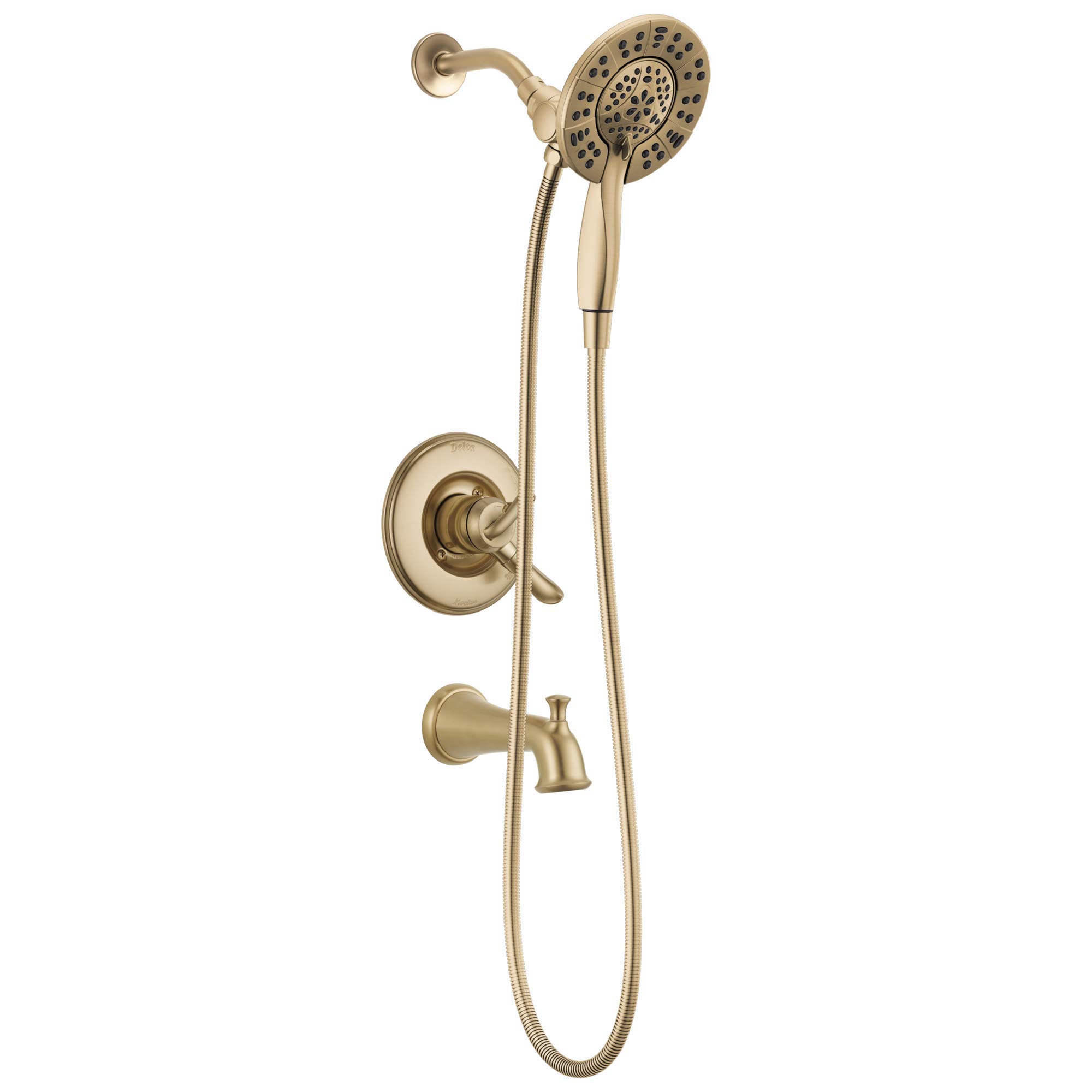 Delta T17494-CZ-I Linden 17 Series Tub & Shower Faucet - Champagne Bronze Finish, No Rough-In Valve - Perfect for Bathroom Renovations & Modern Home Upgrades