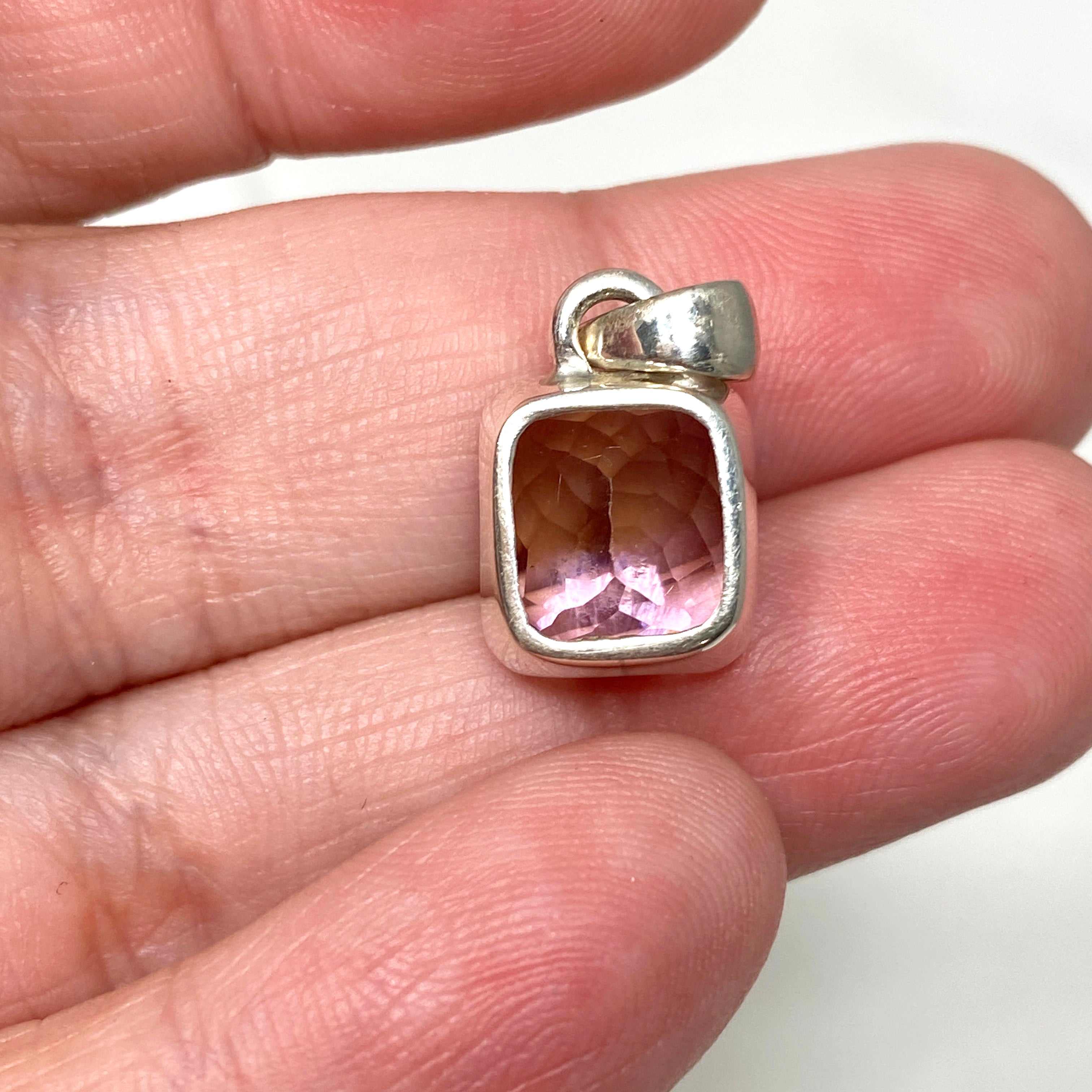 Natural Ametrine Square Faceted Pendant Necklace - 925 Sterling Silver Jewelry for Women - Perfect for Gifts, Parties & Special Occasions