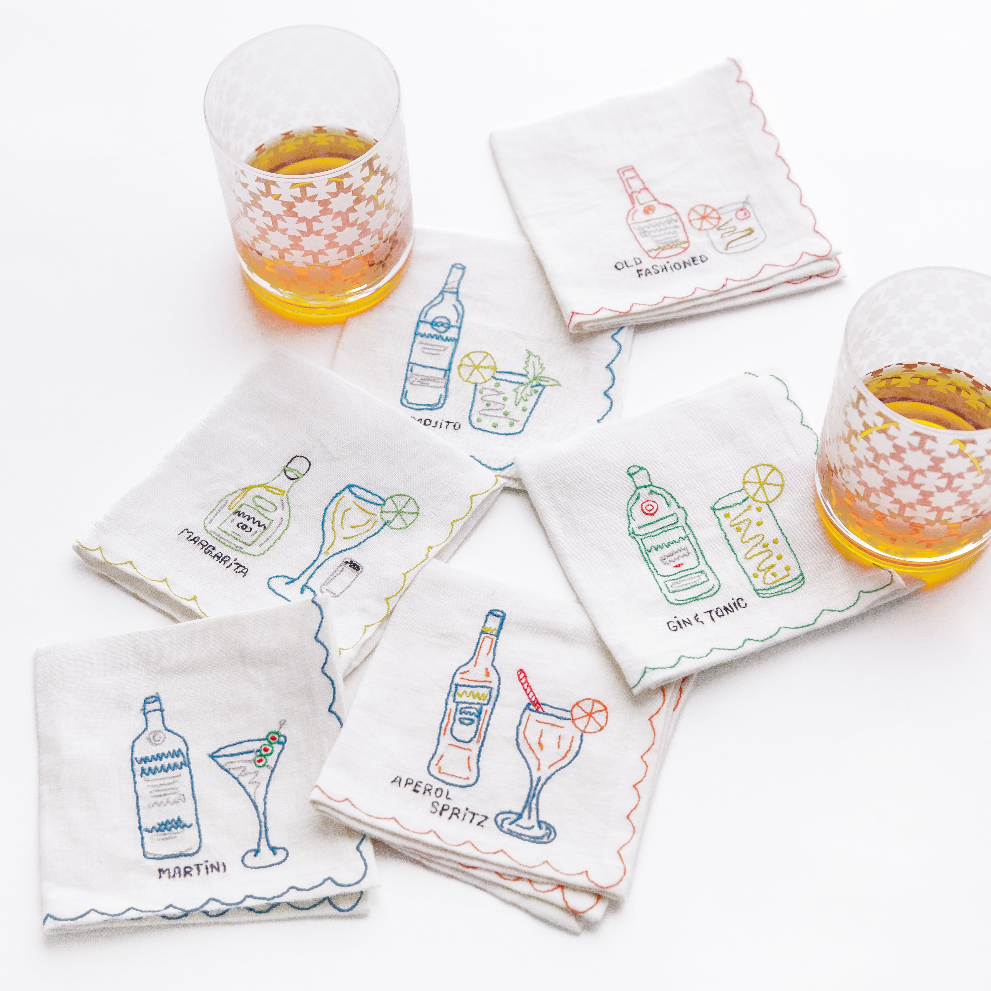 Premium Embroidered Cocktail Napkins Set of 6 - Elegant Drink Coasters for Parties, Weddings & Home Bar Decor - Perfect for Entertaining Guests