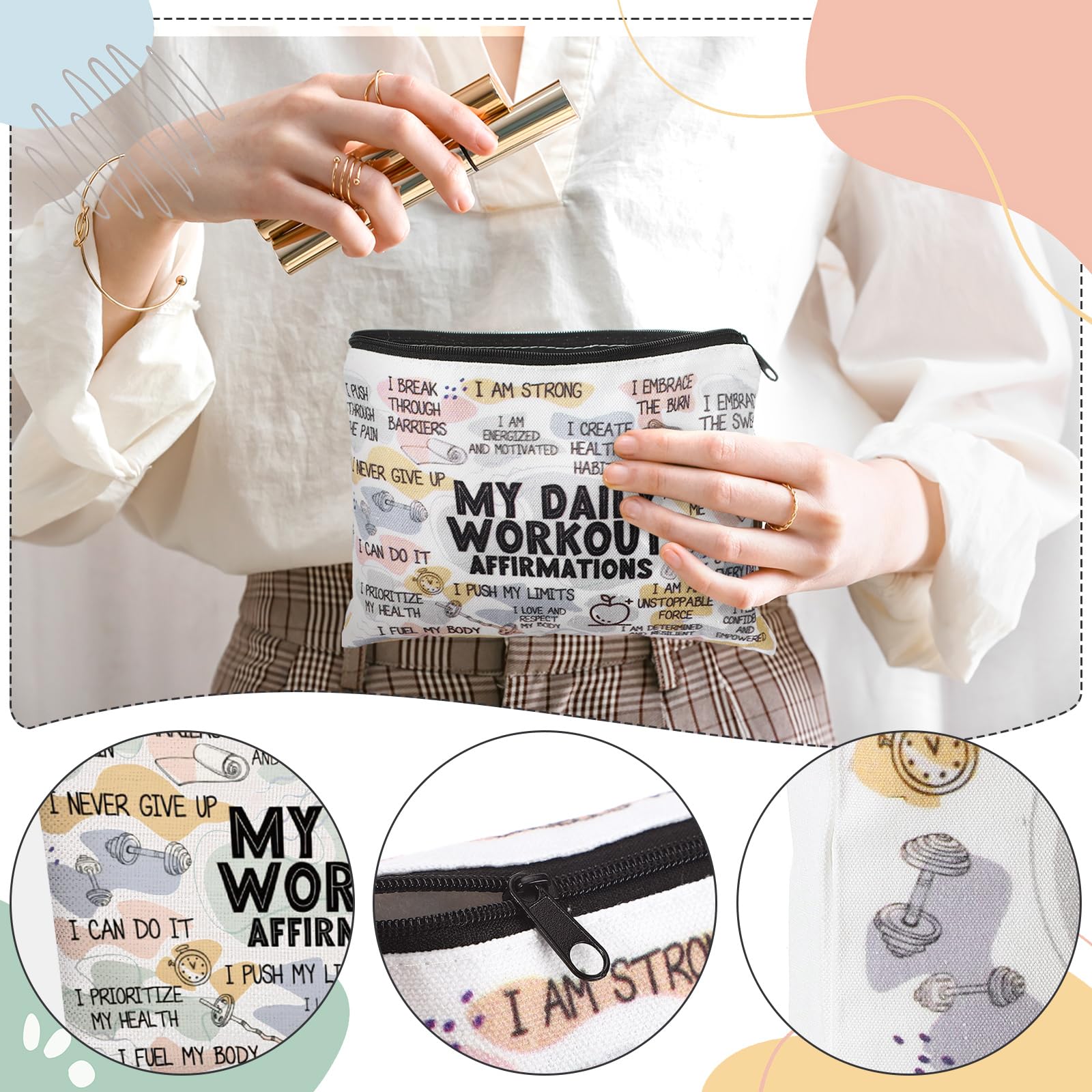 2-Pack Inspirational Makeup & Tote Bags for Women - Motivational Affirmation Gym Bags, Perfect Gift for Singers, Moms & Fitness Enthusiasts - Great for Workouts, Travel & Daily Encouragement