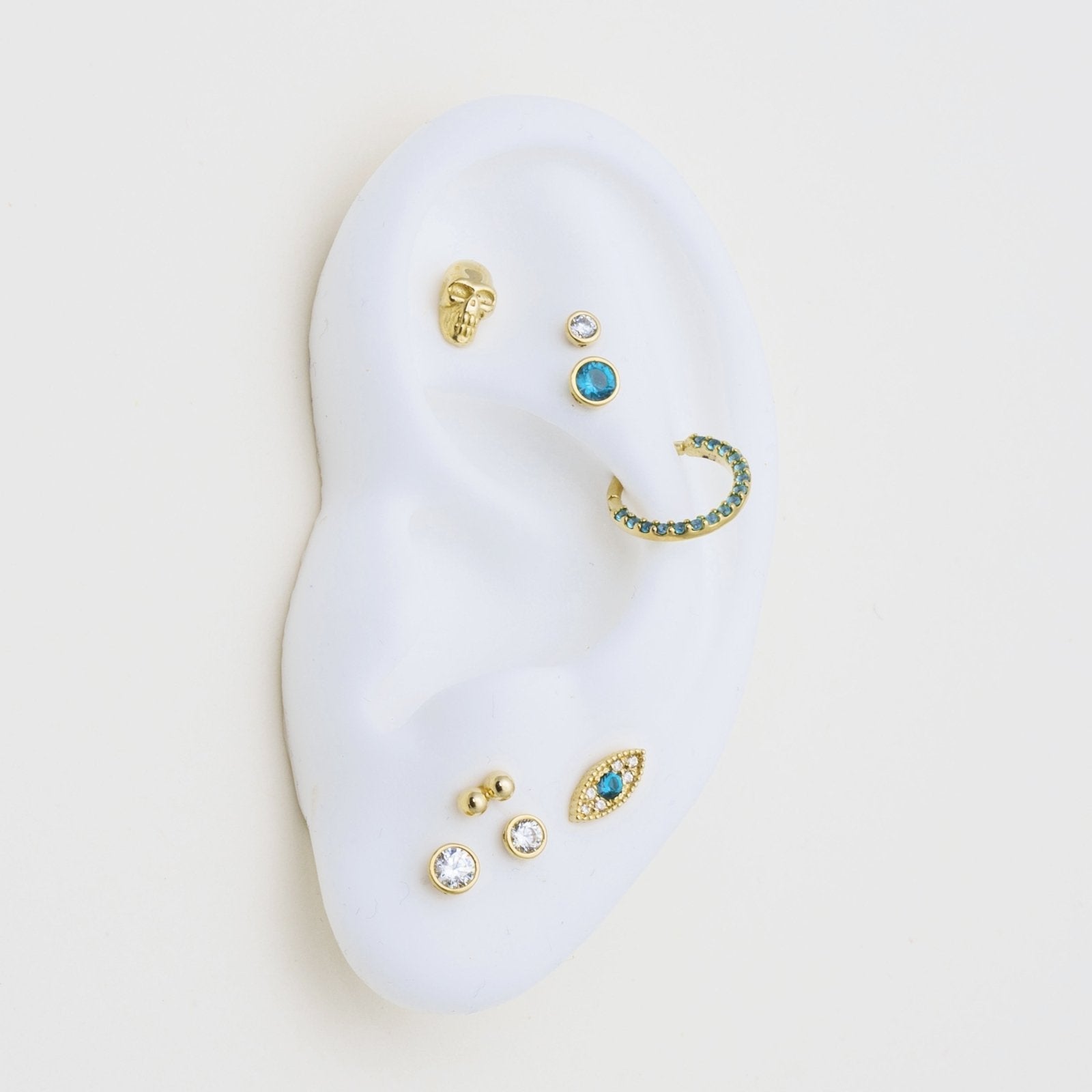 14k Yellow Gold Blue Topaz Evil Eye Stud Earrings for Women - Protection Jewelry for Everyday Wear, Gifts & Spiritual Healing