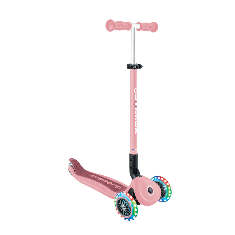 Globber Go Up Active Lights 360 Foldable Scooter for Kids & Adults - LED Light Up Wheels, Adjustable Handlebar - Perfect for Commuting, Outdoor Fun & Neighborhood Rides