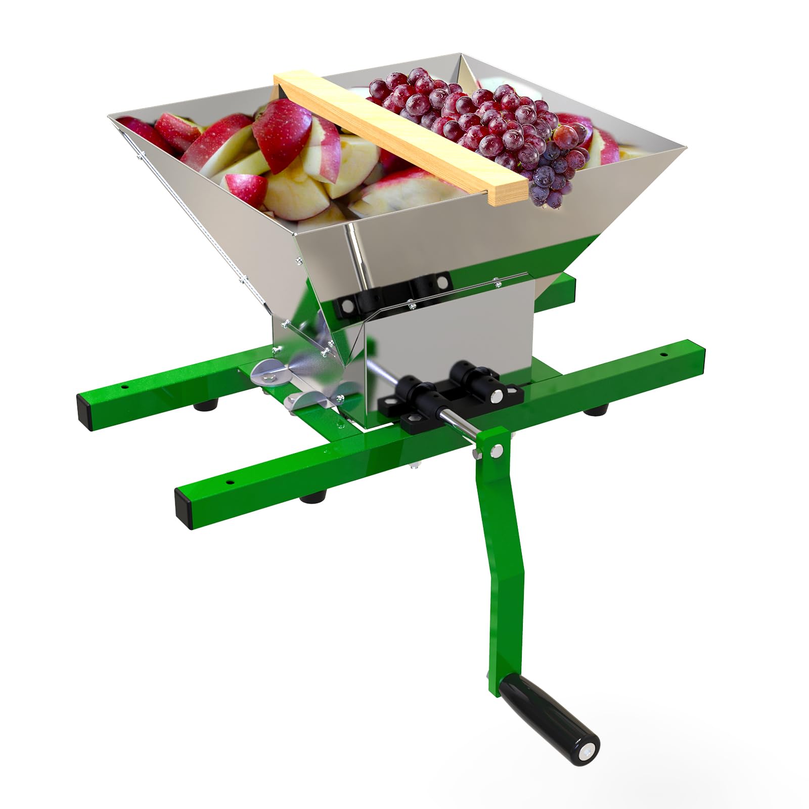 Stainless Steel 7L Manual Fruit and Apple Crusher - 1.8 Gallon Portable Juicer Grinder for Wine, Cider & Juice Making | Perfect for Home Brewing, Farm Harvest & DIY Fruit Processing (Green)