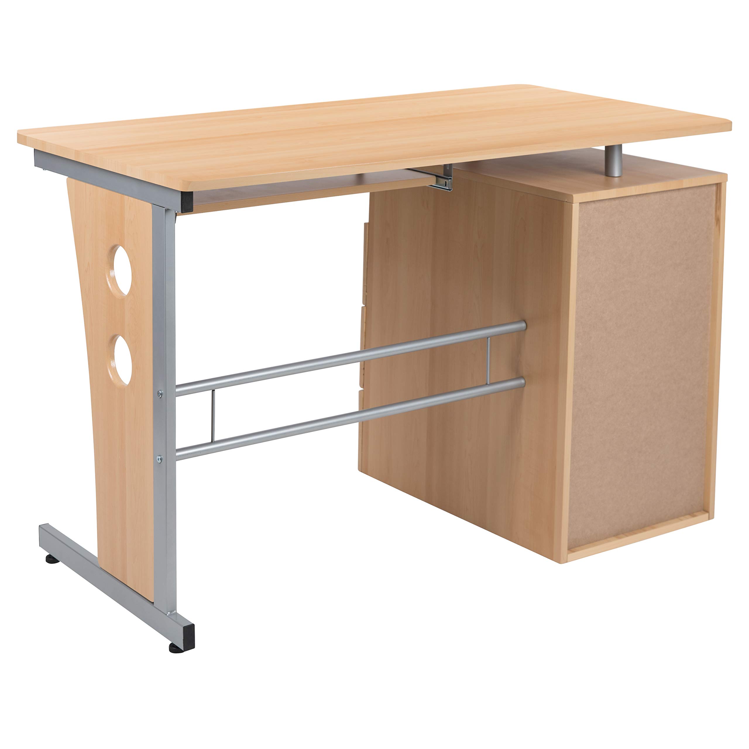 Solid Maple Wood Desk with 3 Drawers, Single Pedestal & Pull-Out Keyboard Tray - Perfect for Home Office, Study Room or Small Workspace