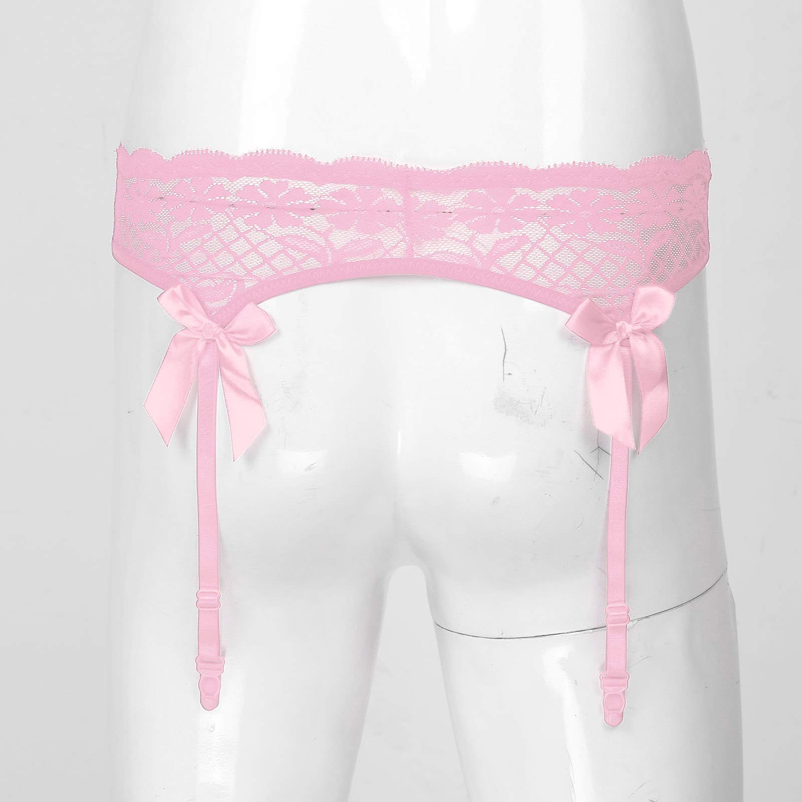 ACSUSS Men's Sheer Lace Suspenders - Adjustable Elastic Waistband Garter Belt with Bowknot for Stockings | Crossdressing & Lingerie Fashion | Perfect for Cosplay, Role Play and Sensual Occasions