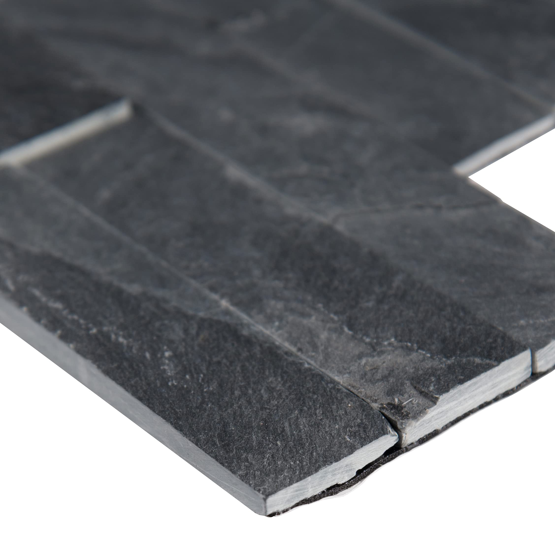 MSI Midnight Ash Veneer 22 x 6 Inch Slate Peel & Stick Splitface Wall Tile - Self-Adhesive Backsplash for Kitchen, Bathroom, Bedroom & Accent Walls - Easy Install Gray-Dark Stone Look - Perfect for Home Renovation & DIY Projects