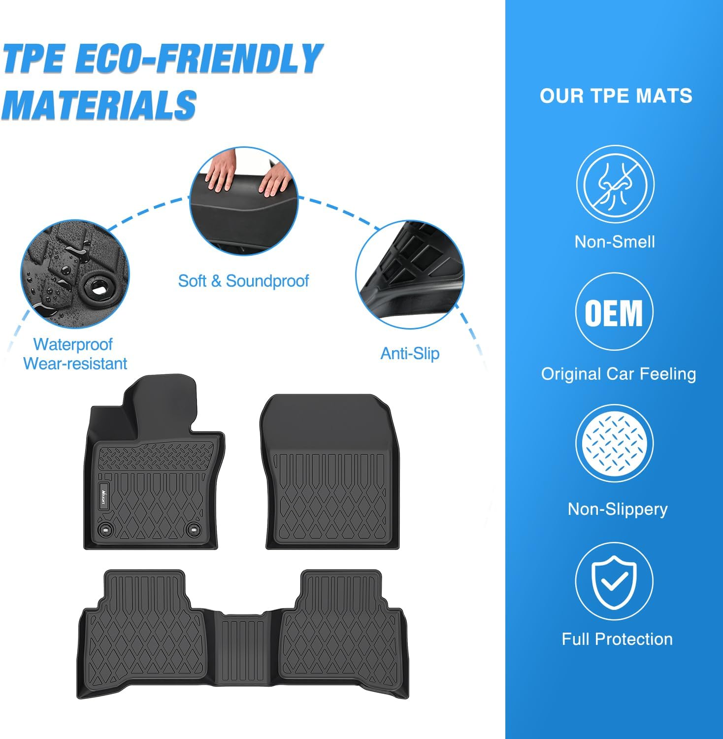 2023 2024 2025 Toyota Prius Prime PHEV Custom Fit TPE Floor Mats - All-Weather Protection for Cars, SUVs & Hybrid Vehicles - Perfect for Daily Commute, Road Trips & Family Travel