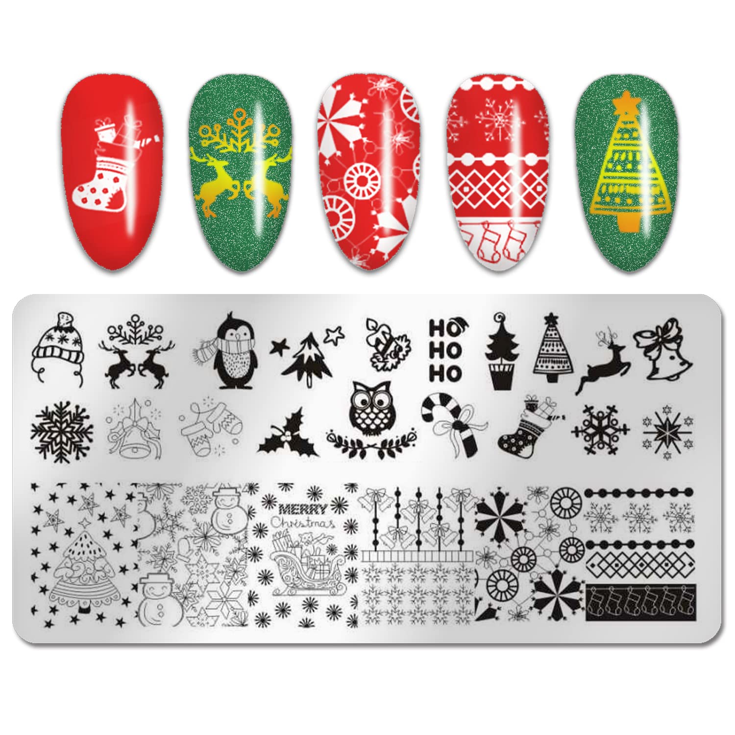WOKOTO 6Pcs Christmas Nail Stamping Plates Set - Santa Claus, Elk & Snowflake Designs for Nail Art | Professional Nail Image Templates for Stamping Tools | Perfect for Holiday Manicures & Christmas Party Nail Designs