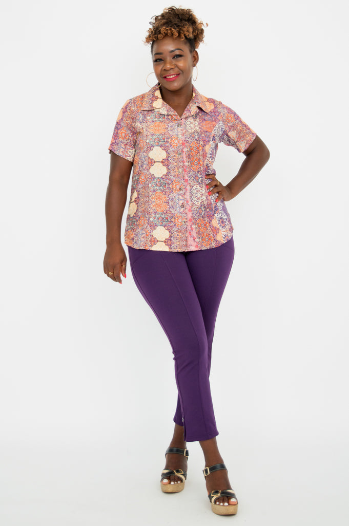 Aida Short Sleeve Top - Elegant Chateau Style Blouse for Women | Perfect for Summer Outfits, Office Wear & Casual Dates