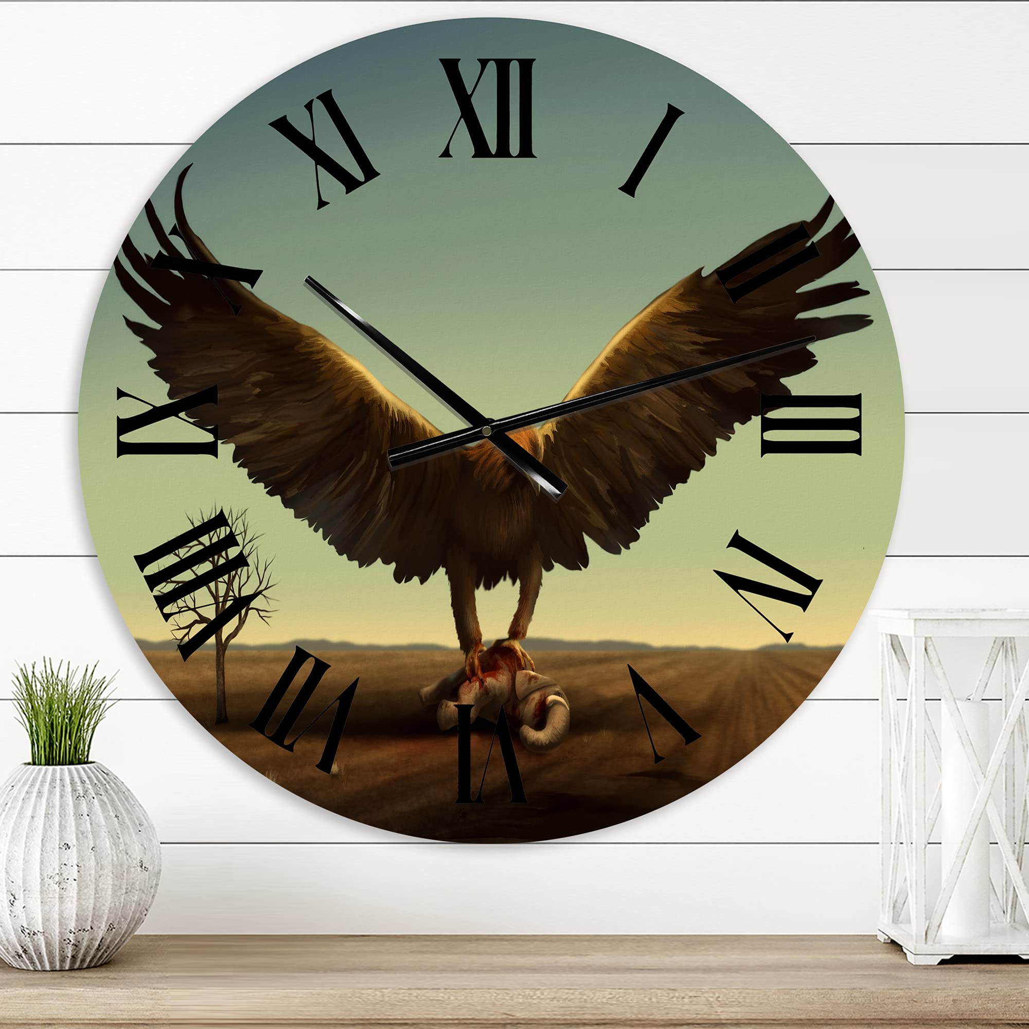 Farmhouse Wall Clock 'ROC Bird' - Large Decorative Clock with Animal Design for Home, Office, and Living Room Decor - Perfect for Rustic, Vintage, and Farmhouse Style Interiors