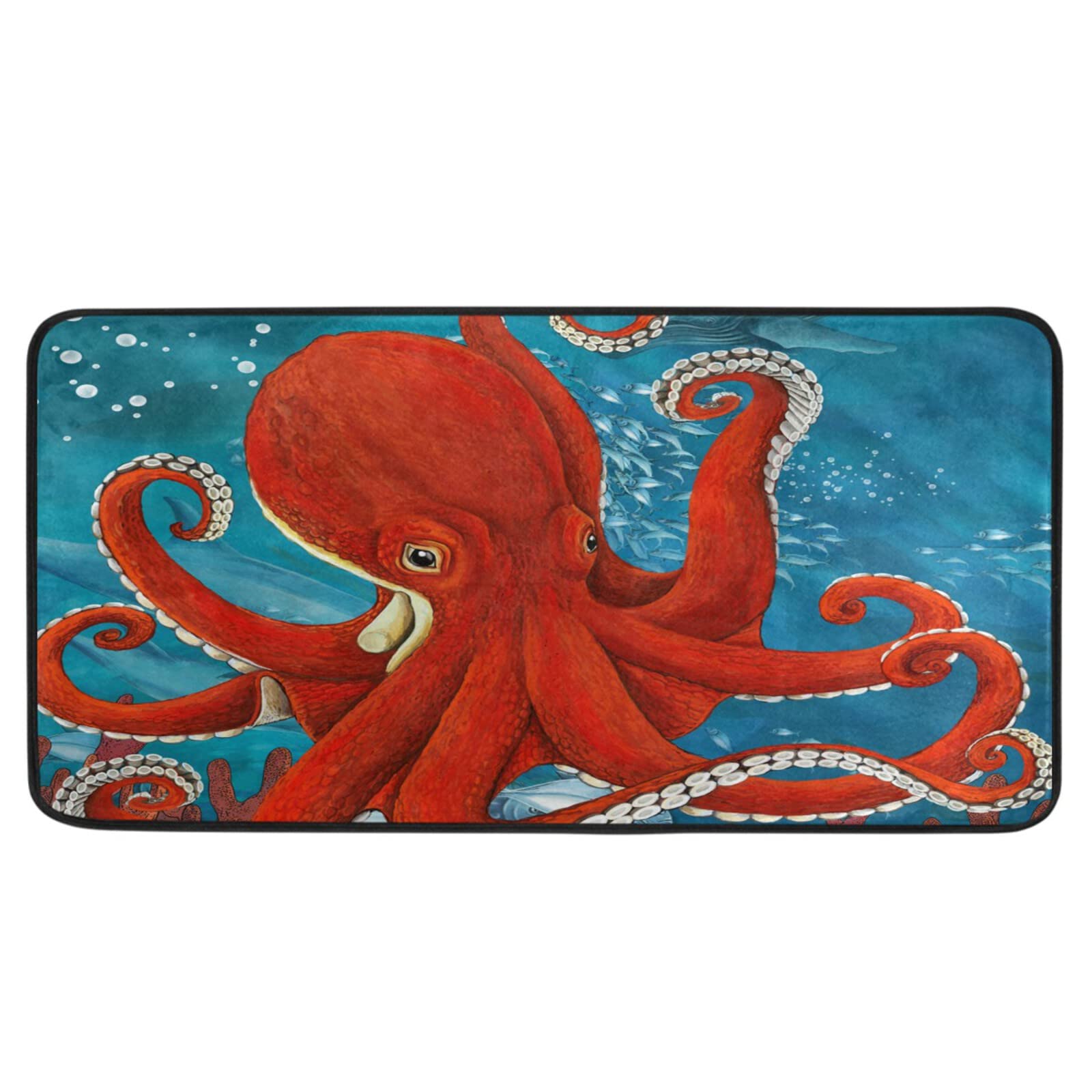 Octopus Kitchen Rug - Anti-Fatigue, Washable, Non-Slip Bath Mat for Kitchen, Office, Sink, Home Decor, Doormat (39