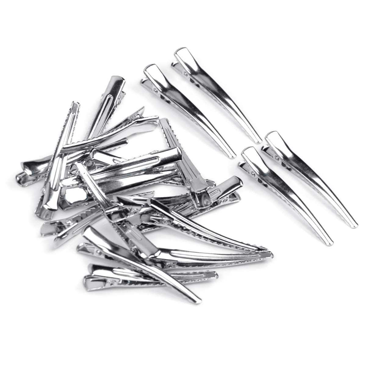 20 Pack Metal Alligator Hair Clips for Curling & Styling - 2.4 Inch Duck Bill Sectioning Clips (Silver) - Perfect for Salon, Home Hairdressing & DIY Hairstyles