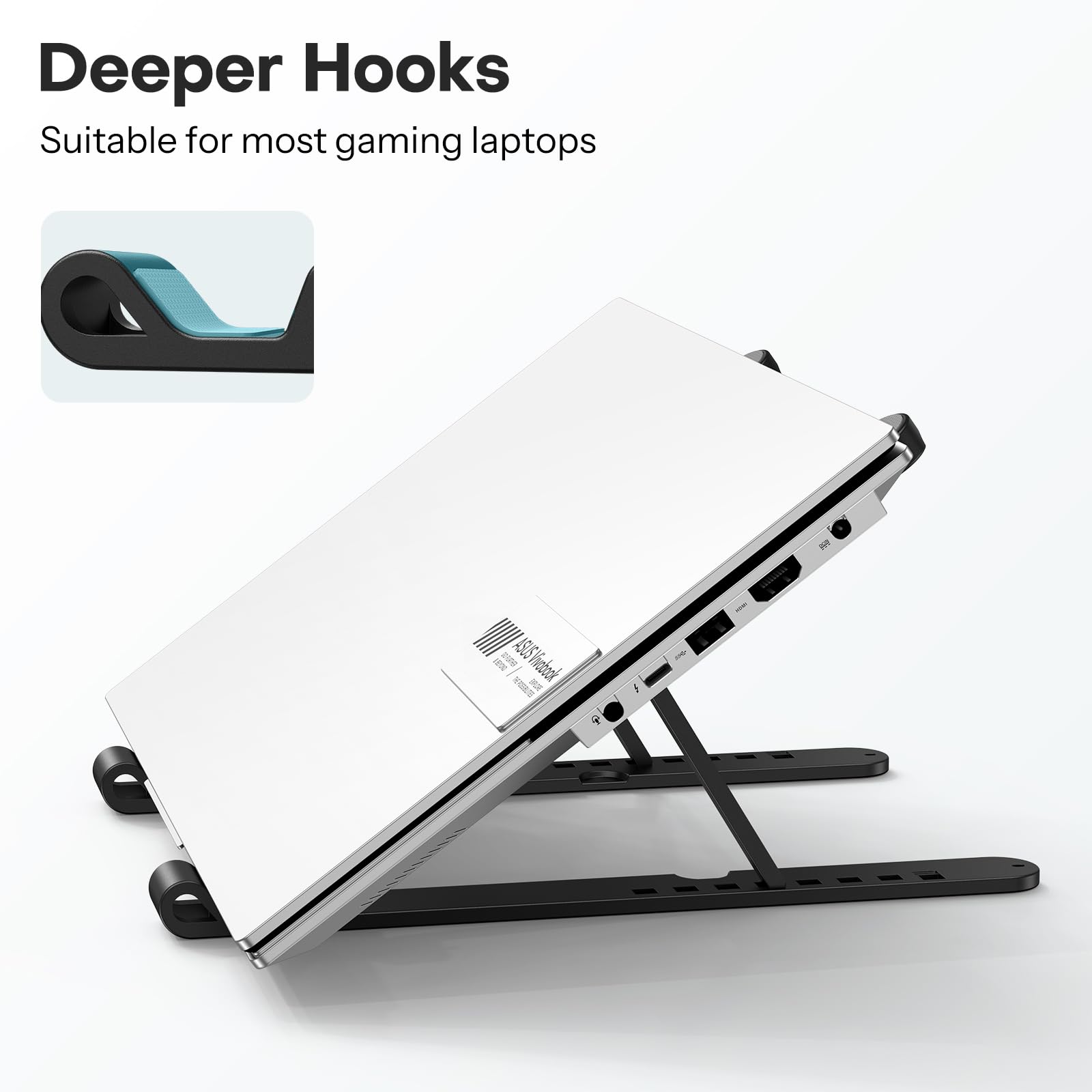 OMOTON Adjustable Laptop Stand for Desk - Portable, Foldable Computer Riser Holder Compatible with All Laptops & Tablets up to 15.6” - Perfect for Home, Office, and Travel Use