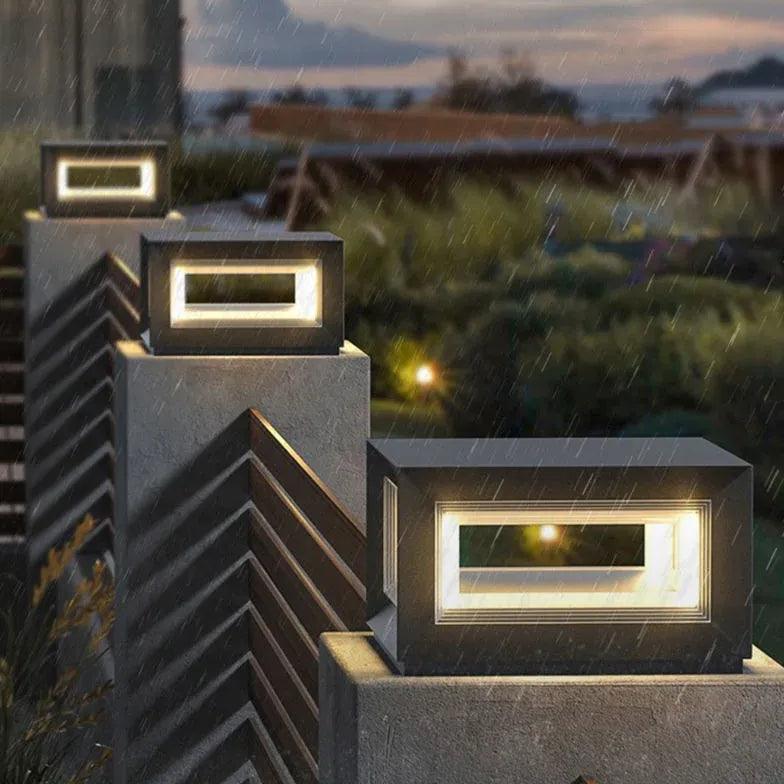 Modern Square LED Outdoor Pillar Lights - Waterproof Landscape Lighting for Garden, Pathway, Patio, and Driveway