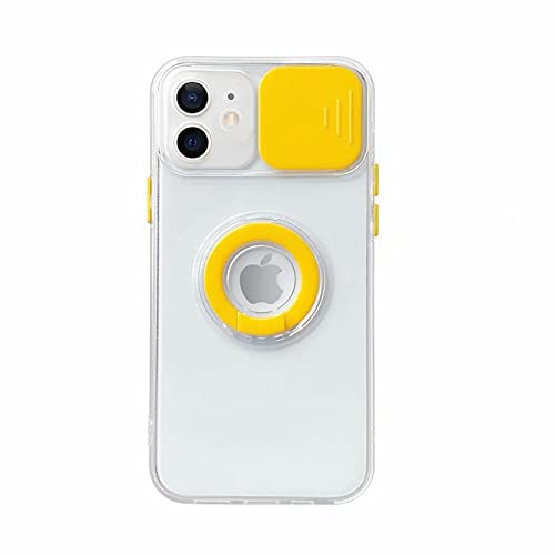 Shockproof Anti-Yellow Clear Phone Case for iPhone 11 with Slide Camera Lens Protector & Ring Holder - Durable Protective Cover for Everyday Use, Travel, and Outdoor Activities - Yellow