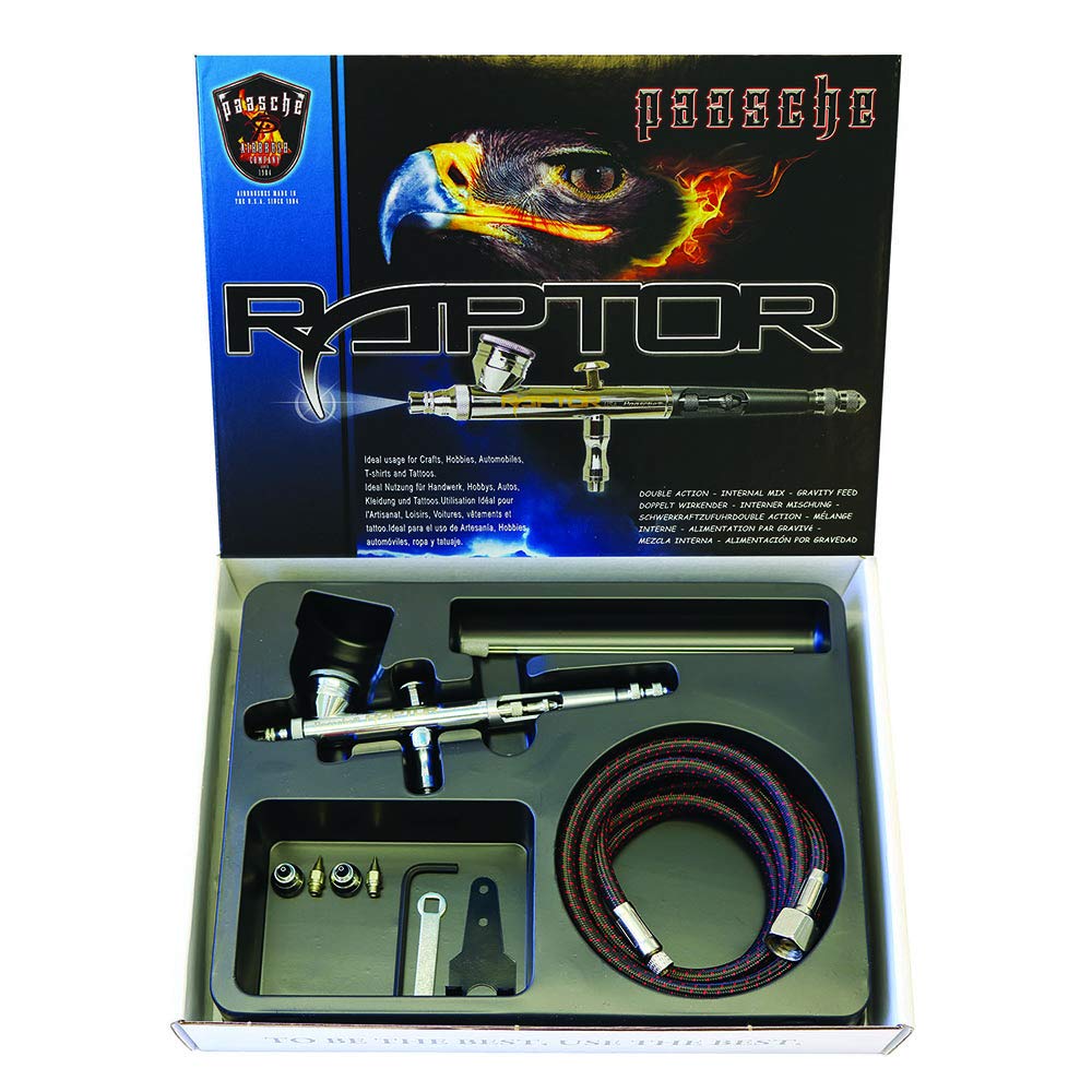 Paasche RG-3S Professional Airbrush Kit with 3 Nozzle Sizes - Perfect for Model Painting, Cake Decorating & Tattoo Art (Includes Hose & Case)