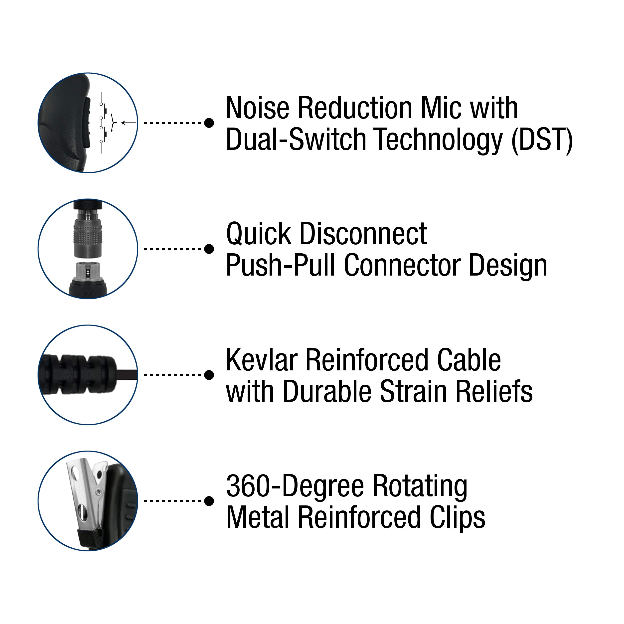 Sheepdog Quick Disconnect Police Lapel Microphone - Compatible with Kenwood P25 NEXEDGE NX & TK Series Radios - Law Enforcement Earpiece Headset for Secure Communication in Patrol, Security & Emergency Response Scenarios