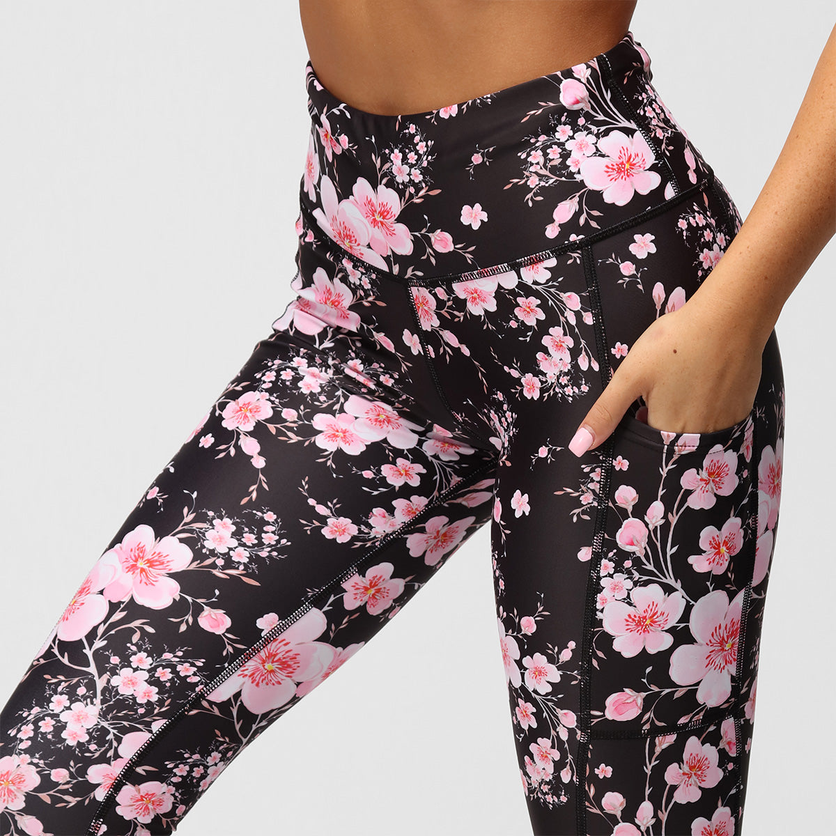 Blossom Noir High Waist Yoga Leggings for Women - Tummy Control Workout Pants - Comfortable Stretchy Gym Leggings for Running, Pilates & Lounge Wear