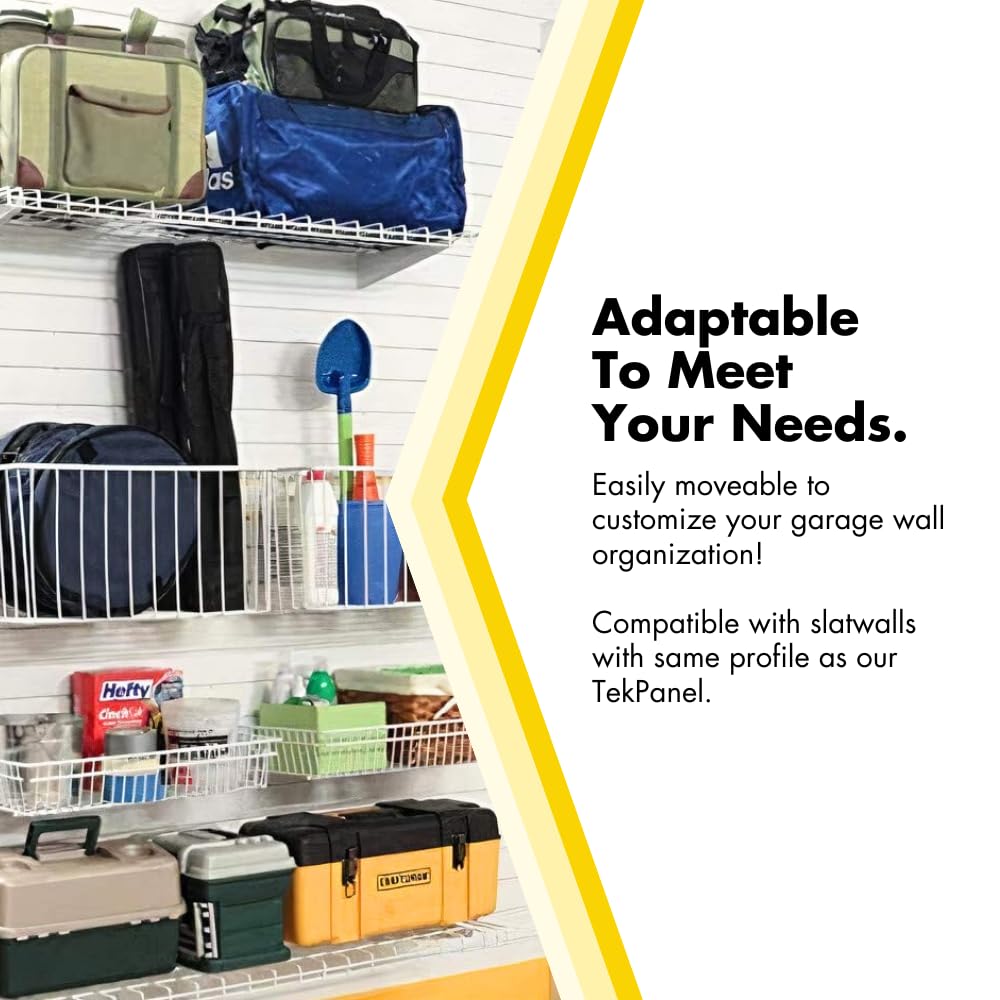 GarageTek Extra Large Steel Wall Mount Storage Basket - Heavy Duty Garage Organizer for Tools, Sports Equipment | Fits TekPanel, TekTrak & Slat Walls | Perfect for Garage, Workshop & Home Storage Solutions