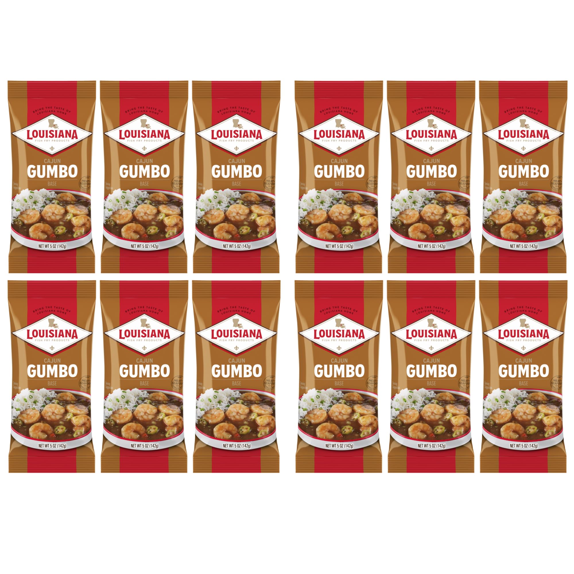 Authentic Louisiana Gumbo Base 5 oz (Pack of 12) - Cajun Seasoning Mix for Delicious Seafood & Chicken Gumbo - Easy to Prepare with Rice - Perfect for Family Dinners, Cajun Cooking & Southern Cuisine - By Louisiana Fish Fry