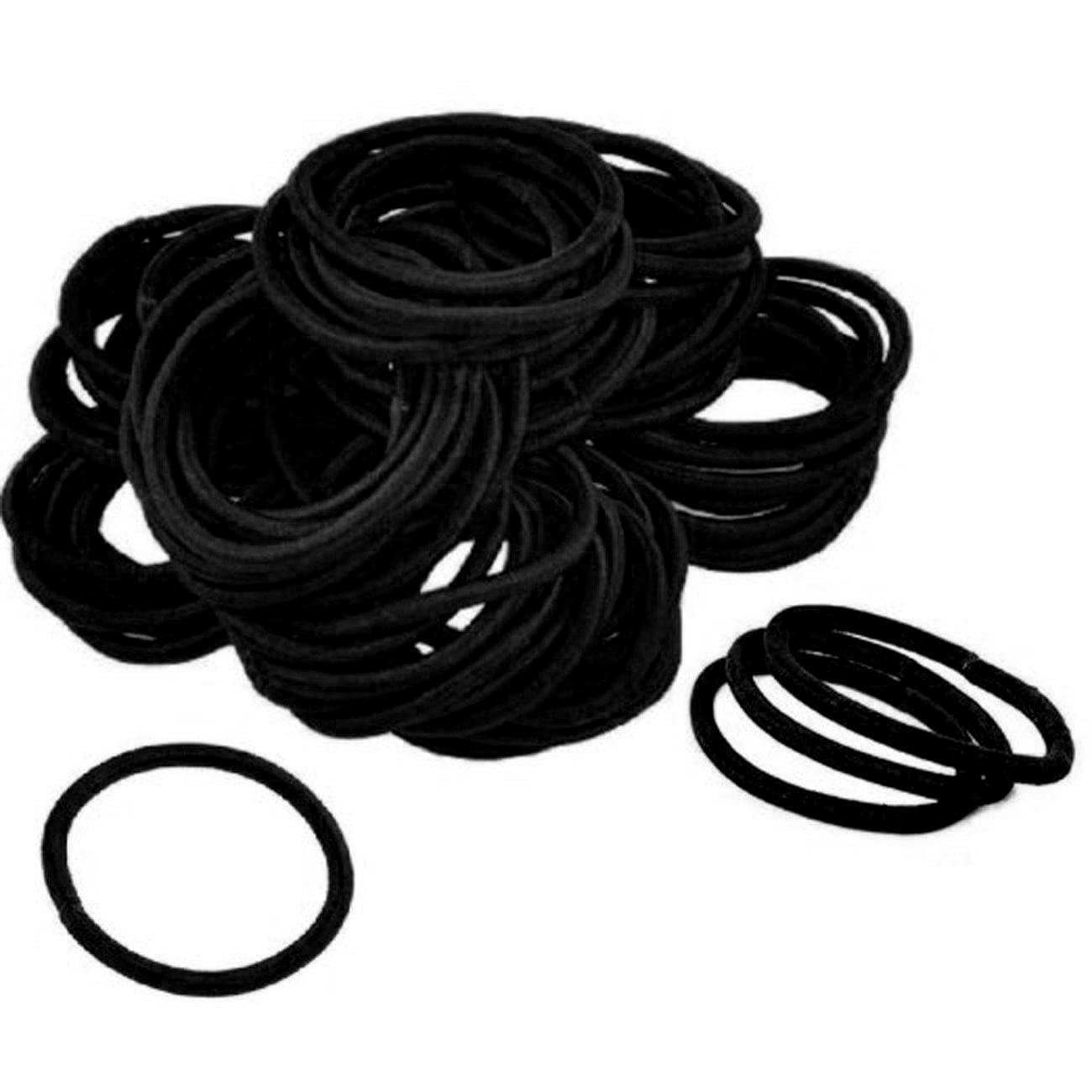Kenz Laurenz 1000 Pack No Crease Ouchless Hair Ties for Women & Girls - 4mm Thick Ribbon Elastic Hair Bands Ponytail Holders (Black) | Gentle Hair Care Accessories for Daily Use, Workouts, School & Styling
