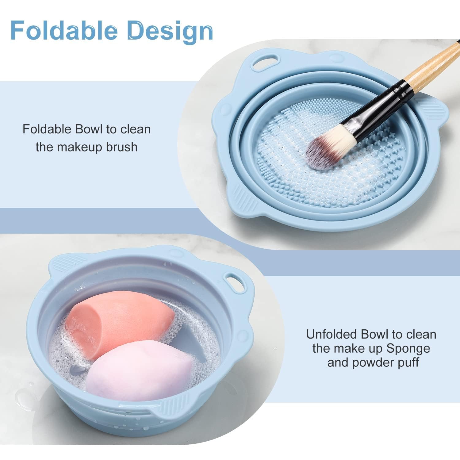 Portable Silicone Makeup Brush Cleaner Bowl - Easy Washing Tool for Brushes & Sponges | Travel & Home Use