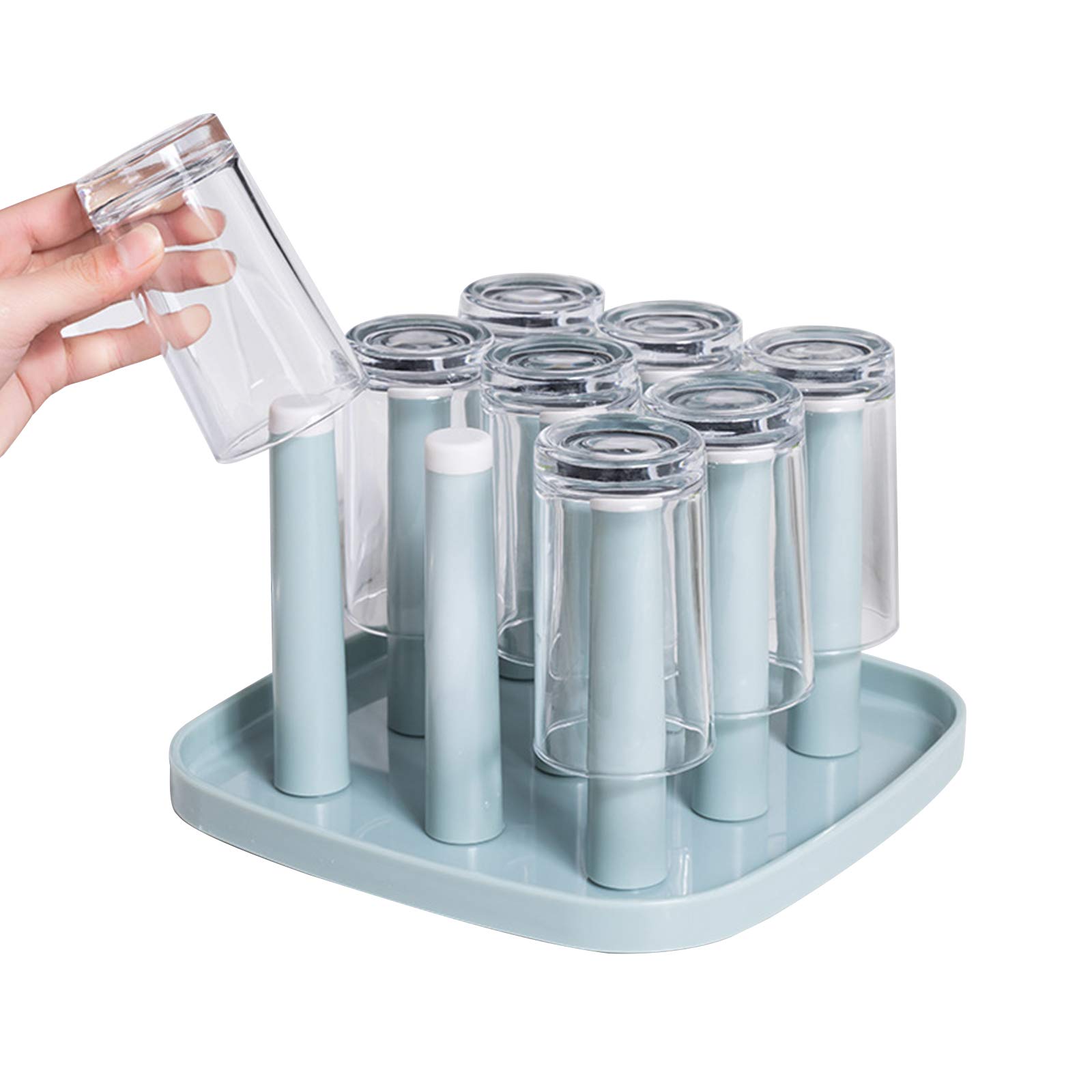 Stainless Steel Cup Drying Rack for Coffee Mugs, Tea Cups & Drinking Glasses - 9 Slot Kitchen Countertop Organizer | Perfect for Home, Bar, Restaurant & Office Dish Drying
