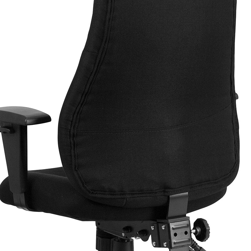 Ergonomic High Back Office Chair with Adjustable Arms - Black Fabric Swivel Task Chair for Home & Office Workspace - Perfect for Long Hours of Computer Work, Gaming, and Study Sessions