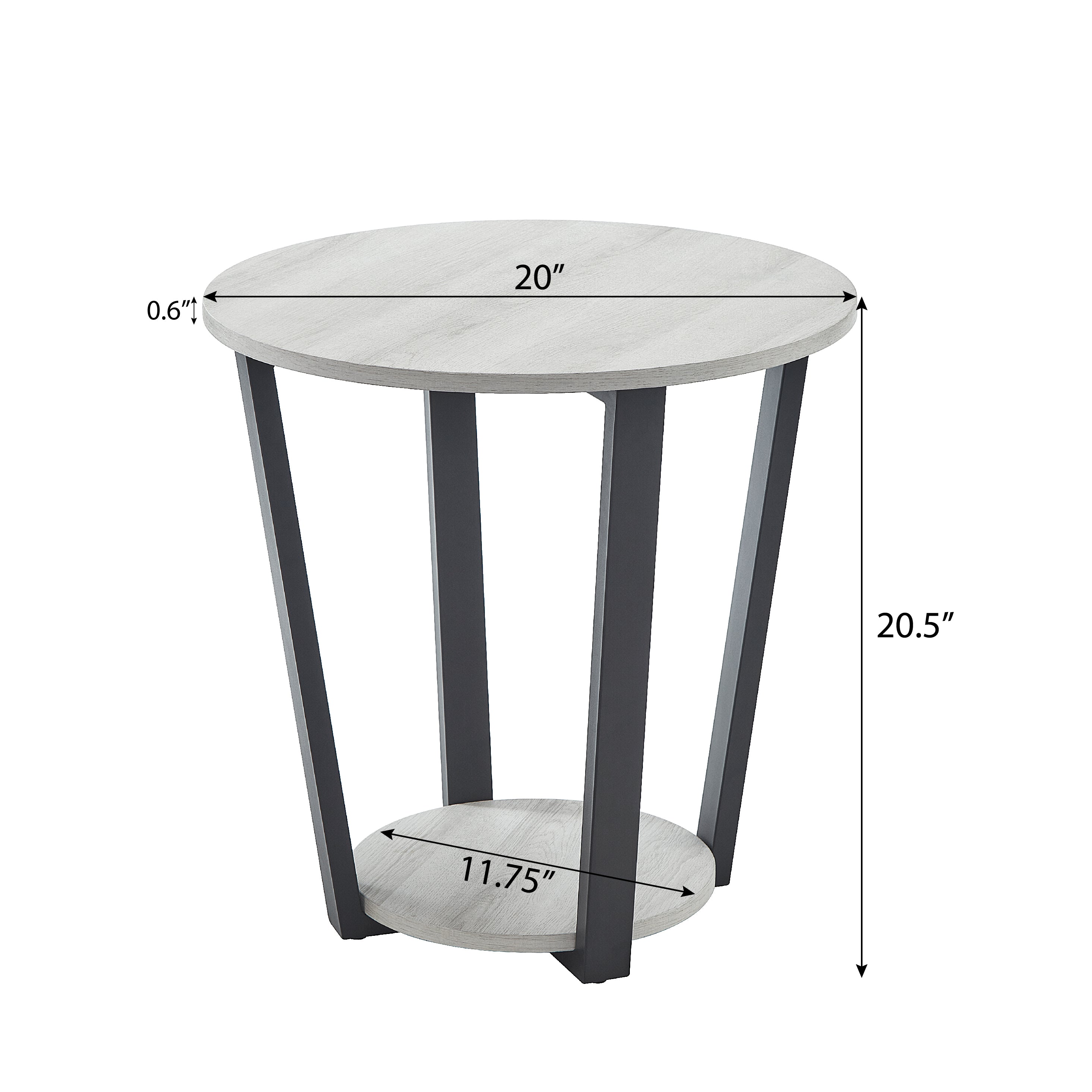 Roundhill Furniture Elysian Modern Round End Table with Lower Shelf - Stylish Living Room Side Table for Sofa, Bedroom & Small Spaces