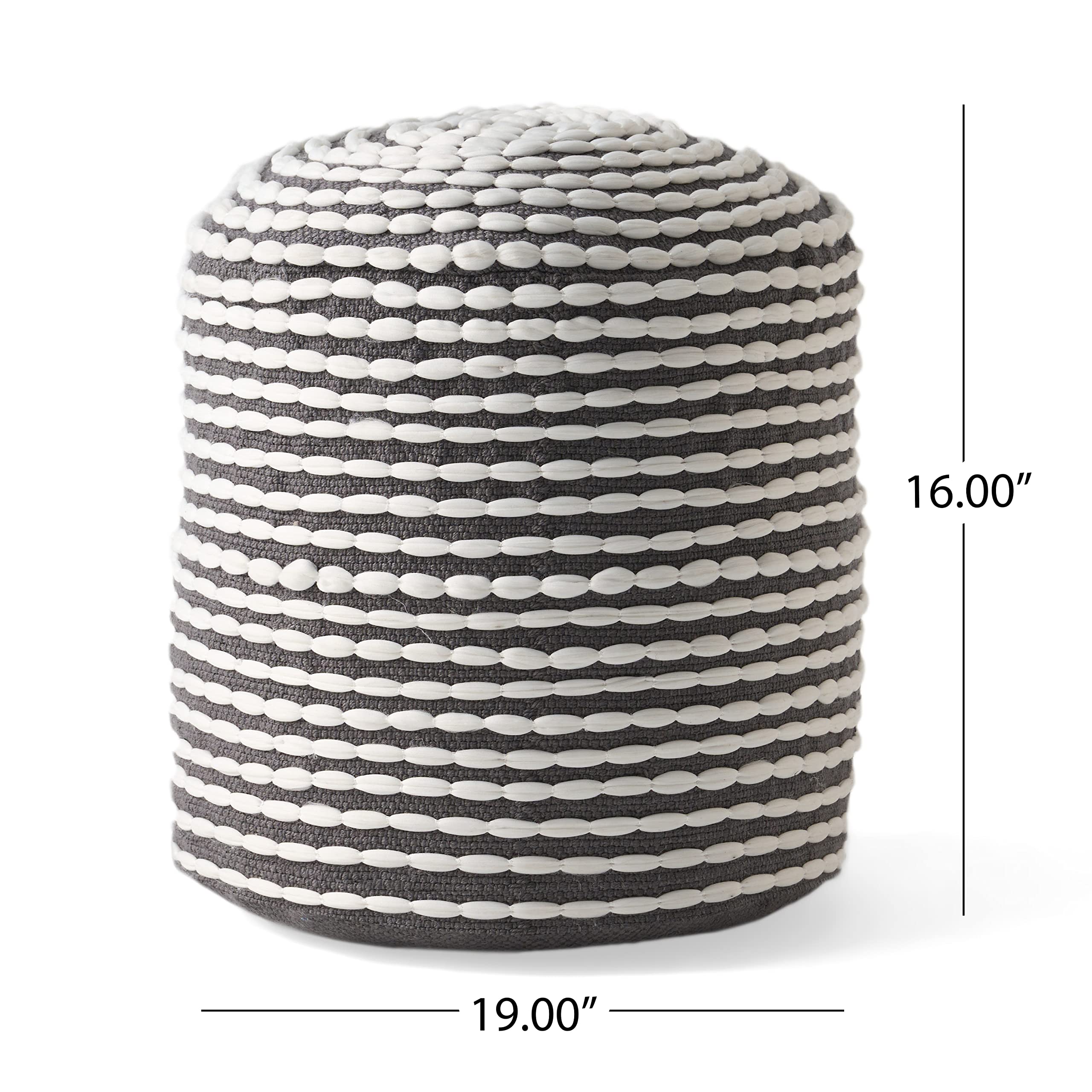 GDFStudio Handcrafted Modern Water-Resistant Fabric Cylinder Pouf Ottoman - Versatile Foot Stool, Bean Bag Floor Chair & Couch Footrest for Living Room, Bedroom, Patio - White | Perfect for Relaxing, Reading & Extra Seating