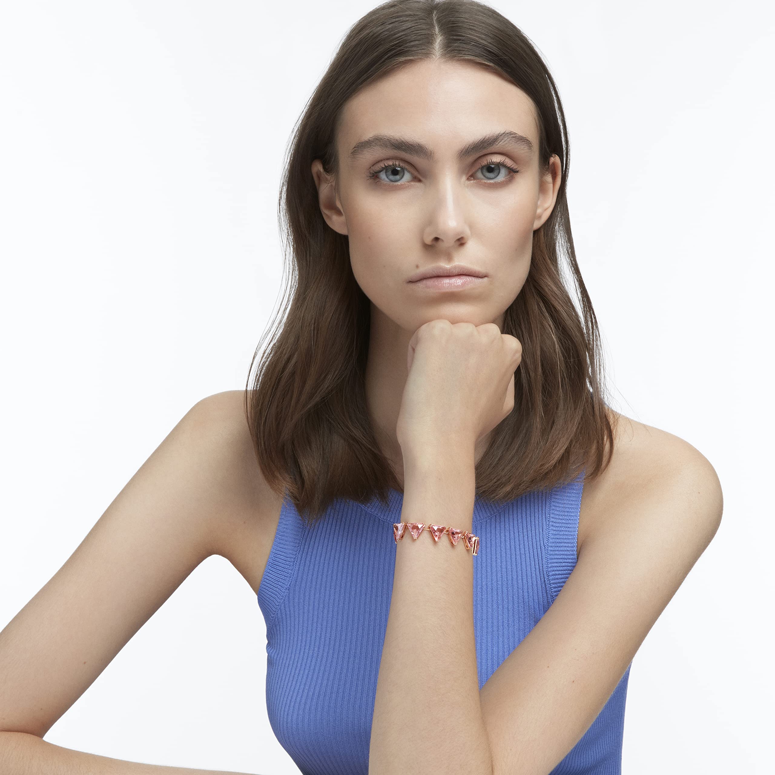 Swarovski Ortyx Triangle Cut Crystal Bracelet for Women - Rose Gold & Rhodium Plated Fashion Jewelry | Perfect for Weddings, Parties & Special Occasions