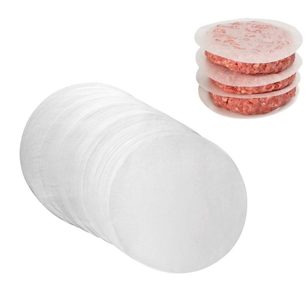 JUSTDOLIFE 4.33 Inch Round Hamburger Patty Paper - 100 Pcs Non-Stick Baking Paper for Burgers, Meatballs & Cookies | Perfect for Home Kitchen, BBQ, and Meal Prep