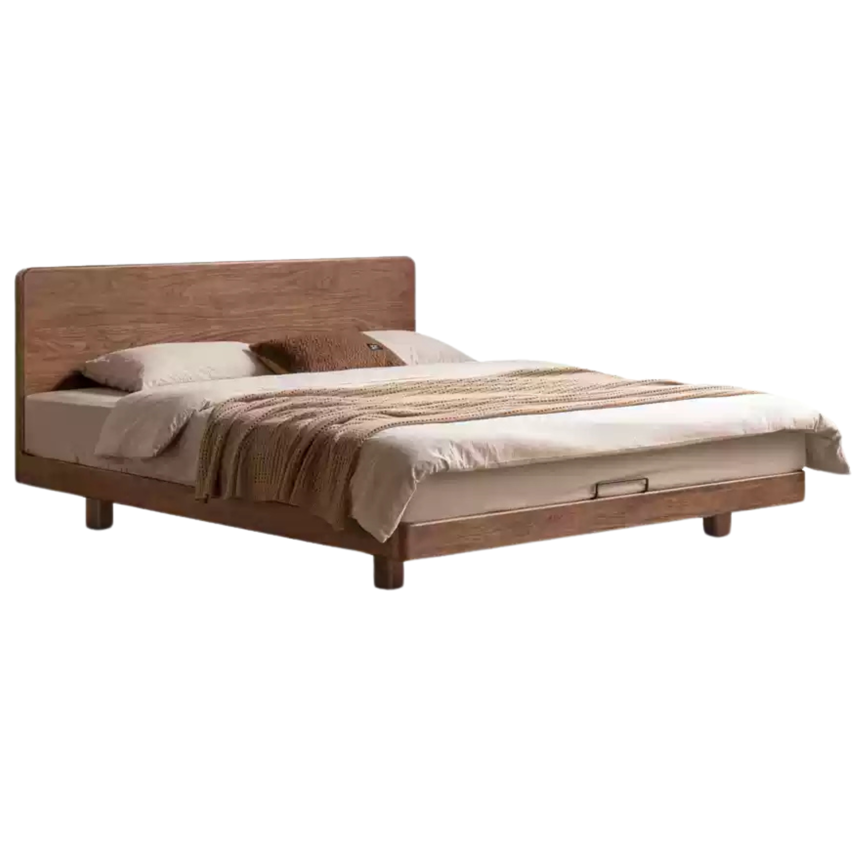 Solid Wood Floating Bed Frame - Black Walnut & Oak - Modern Platform Bed with Hidden Storage - Perfect for Small Bedrooms & Minimalist Home Decor