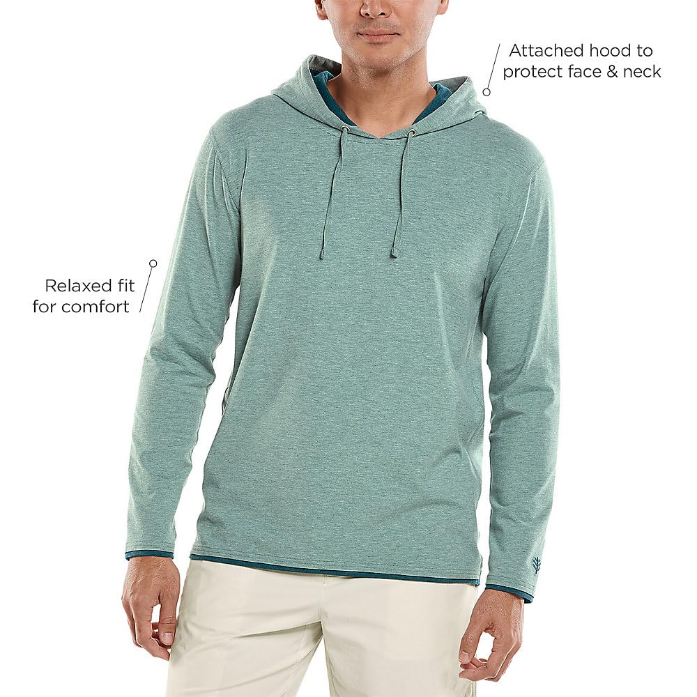 Coolibar UPF 50+ Men's Oasis Pullover Hoodie - Sun Protective Shirt with Long Sleeves for Outdoor Activities, Hiking, Fishing & Beach Wear
