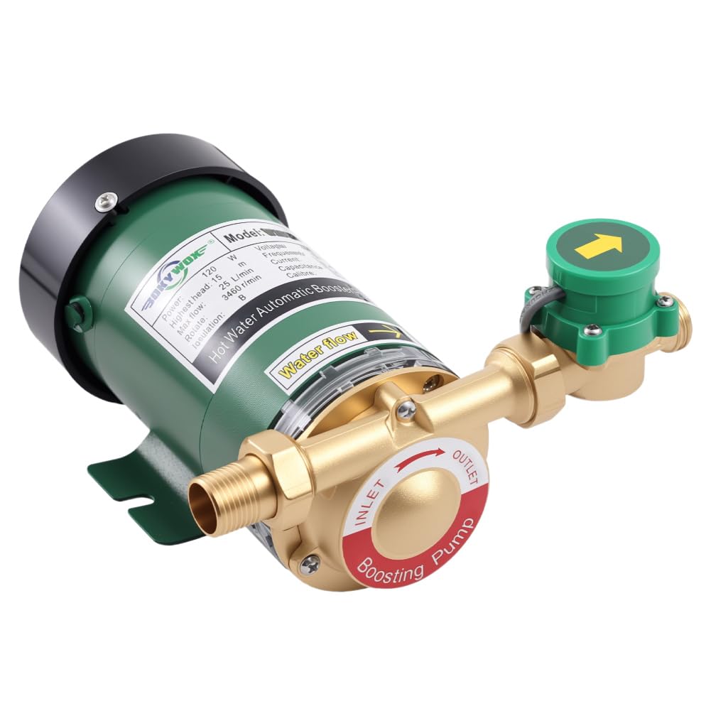 110V 120W Automatic Booster Pump for Home Use - High Pressure Water Pump for Shower System & Household Water Supply (Model W15GR-15A) | Perfect for Bathroom, RV, and Garden Irrigation