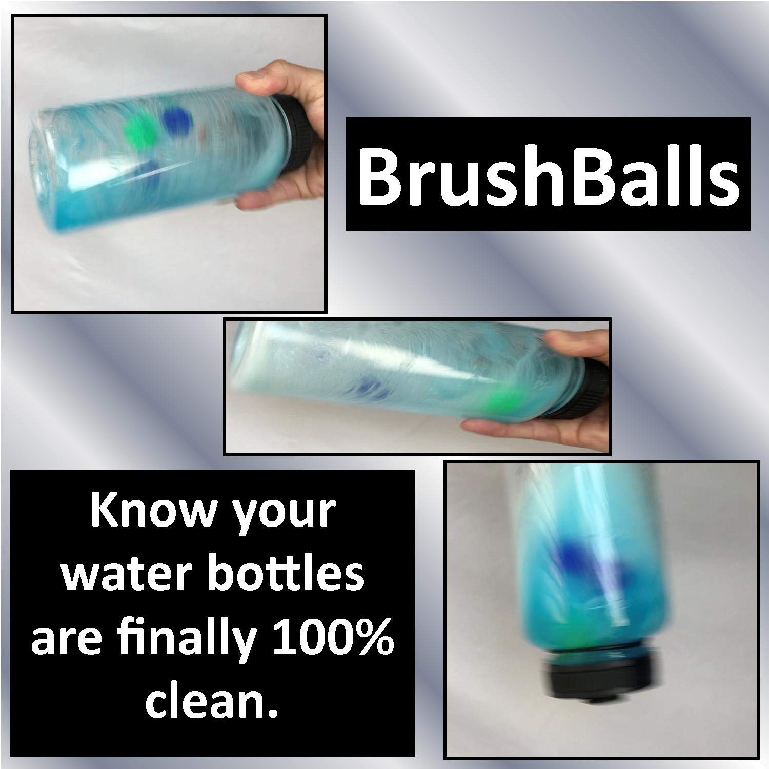 Keyfit Reusable BrushBalls (8-Pack) - Clean Water Bottles, Sports Drinks & Coffee Thermos for Gym, Hiking