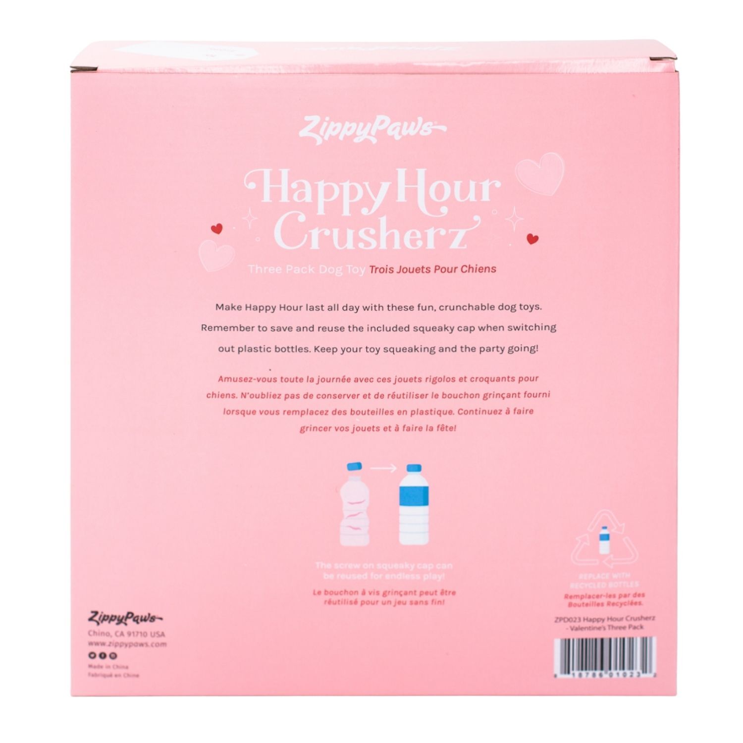 Zippy Paws Happy Hour Crusherz Interactive Dog Toys - 3 Pack Wine Bottle Chew Toys for Small & Medium Dogs - Perfect for Playtime, Training & Stress Relief