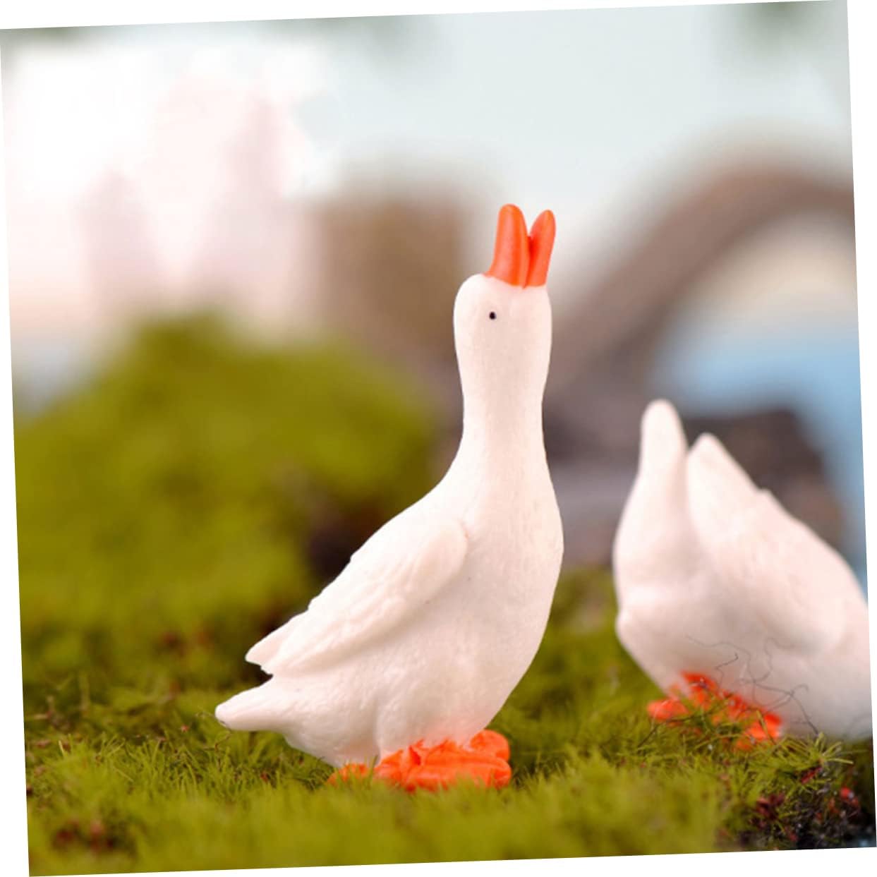 12pcs Resin White Goose Miniature Figurines - Small Animal Decor for DIY Crafts, Home Decoration, Fairy Gardens & Aquarium Accessories | Cute Resin Animal Ornaments for Tabletop Displays & Party Favors