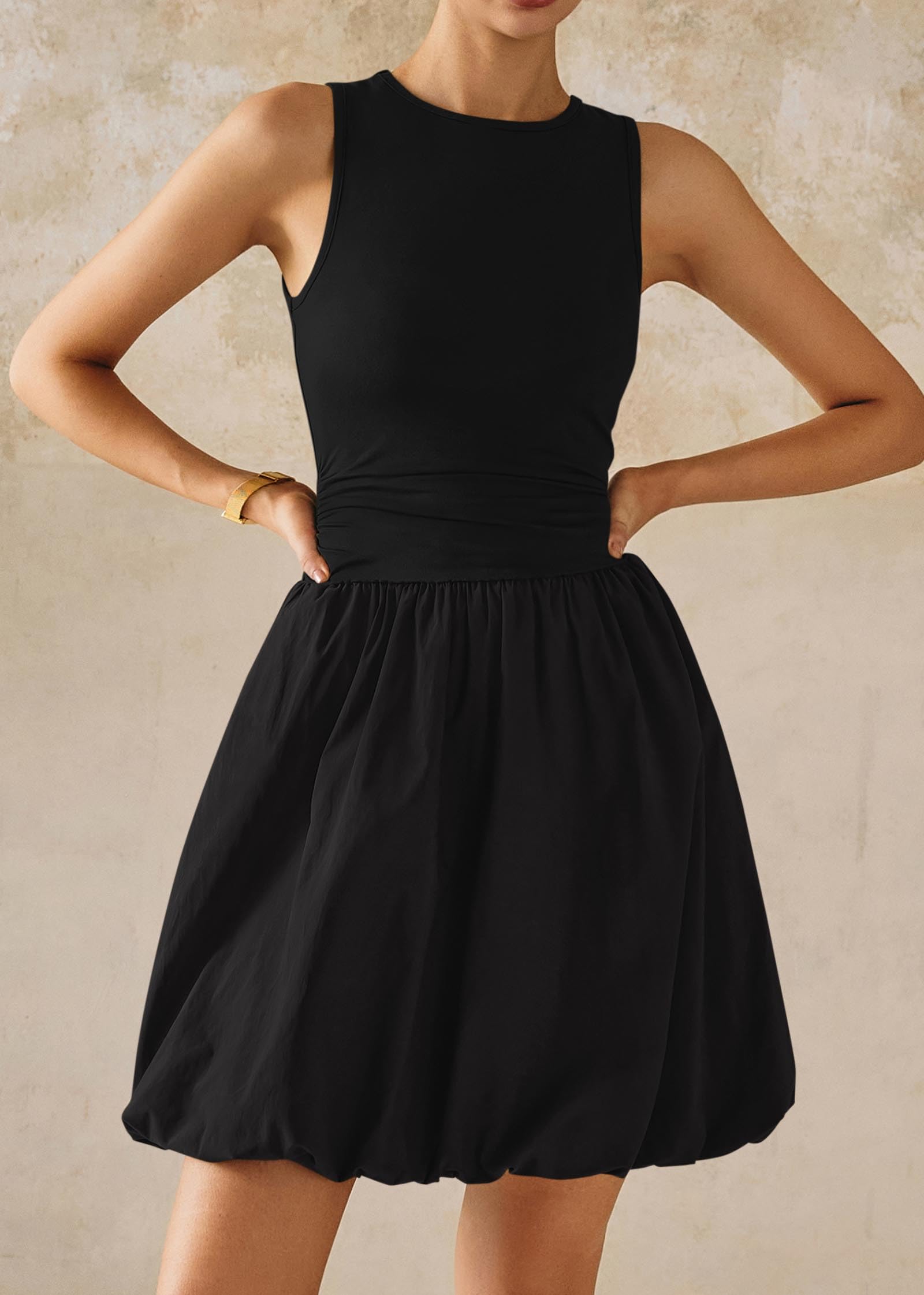 KIRUNDO Women's Summer Bubble Dress 2025 - Casual Mini Bodycon Cocktail Dress, Sleeveless Drop Waist Sundress for Beach, Party & Spring Outfits | Perfect for Vacation, Date Night & Summer Events