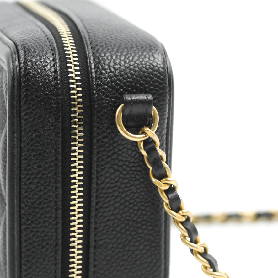 Chanel CC Filigree Vanity Clutch With Chain - Caviar Black Leather & Aged Gold Hardware - Luxury Evening Bag for Women, Perfect for Parties, Weddings & Special Occasions