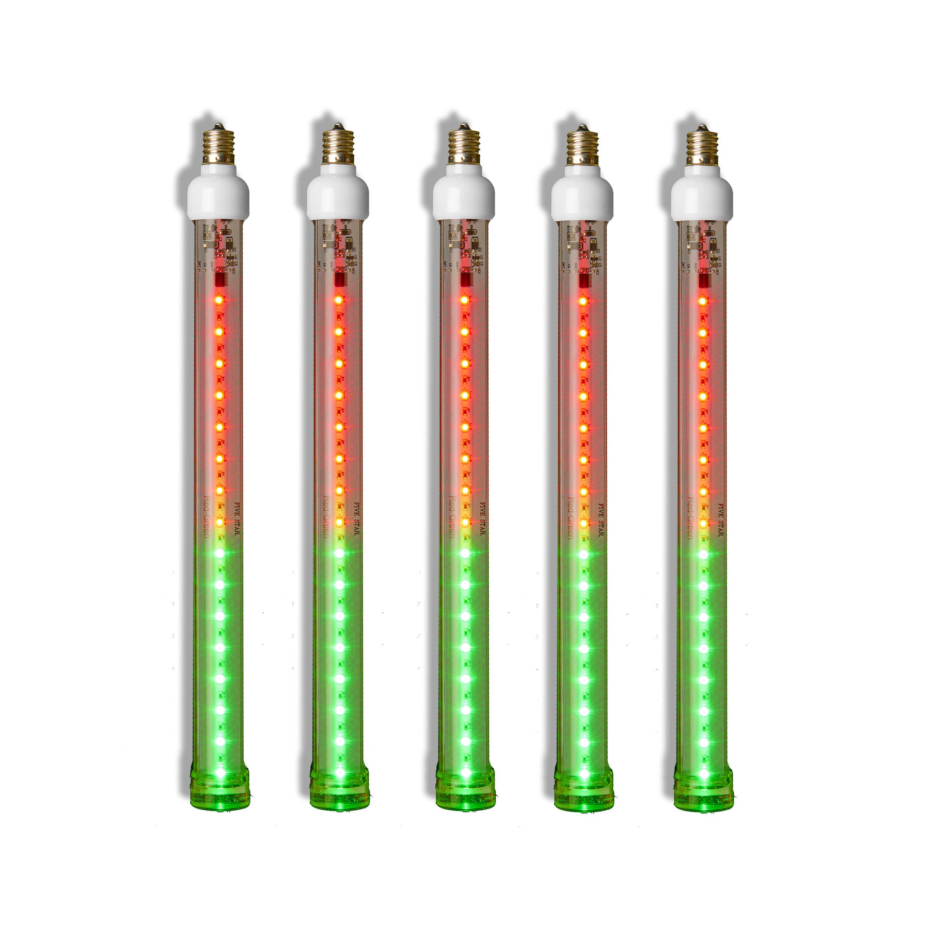 5 Pack 12 Inch Red & Green Snowfall LED Light Tubes - Christmas Decorations for Indoor/Outdoor Holiday Party, Tree, Window, and Yard Decor