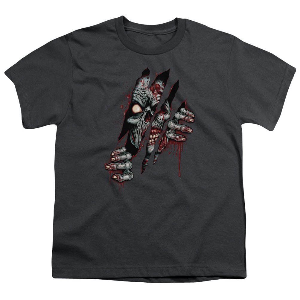 Women's Zombie Claw Graphic T-Shirt - Charcoal Grey, Large Size | Horror Movie Fan Apparel, Halloween Costume, Cosplay Outfit