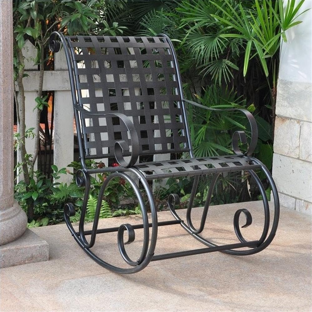 Iron Outdoor Patio Rocking Chair - Heavy Duty Garden Rocker with Weather-Resistant Finish - Perfect for Porch, Deck, Backyard & Outdoor Relaxation