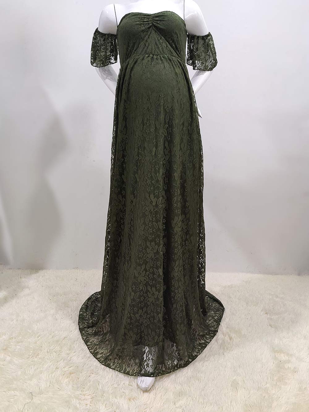 Sicily Women's Lace Off-Shoulder Long Maternity Dress for Pregnancy Photo Shoot, Baby Shower, Wedding Guest & Special Occasions