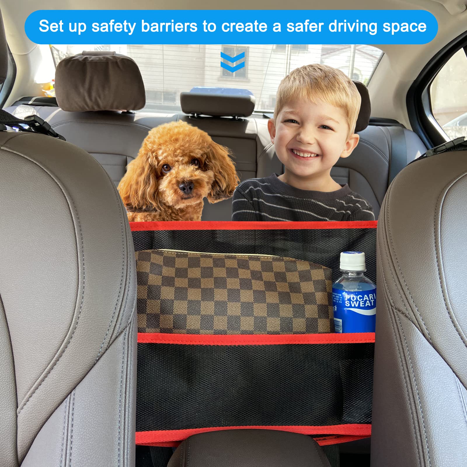 Car Seat Gap Organizer - Red Mesh Pocket Handbag Holder for Phone, Keys & Accessories | Perfect for Sedans, SUVs & Trucks
