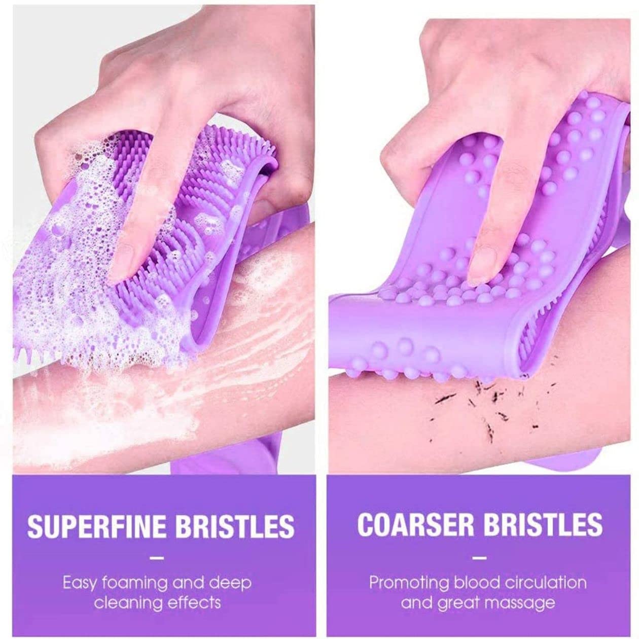 LAGET® Silicone Body Scrubber - Double Sided Back Scrub Brush for Deep Exfoliation & Dead Skin Removal - Massage & Skin Cleaning Bath Brush for Men & Women - Easy to Clean & Lathers Well (Multicolor) - Perfect for Shower, Bath & Spa Relaxation