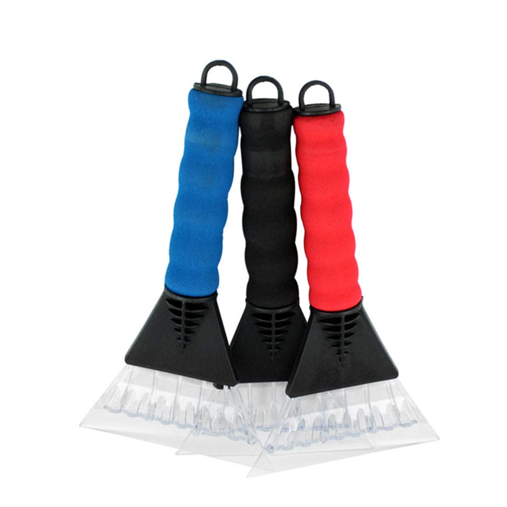 3-Pack Small Ice Scraper Blades with Foam Handle - Windshield Snow Scraper Tool for Car, Truck & SUV - Winter Auto Accessories for Snow Removal & Frost Cleaning (Home, Office & Travel Use)