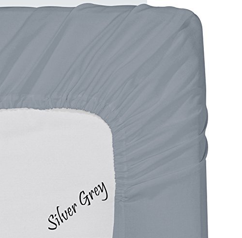 Premium 600 Thread Count Cotton Sateen Sheet Set - Silver Grey, 4-Piece Olympic Queen Size with 25