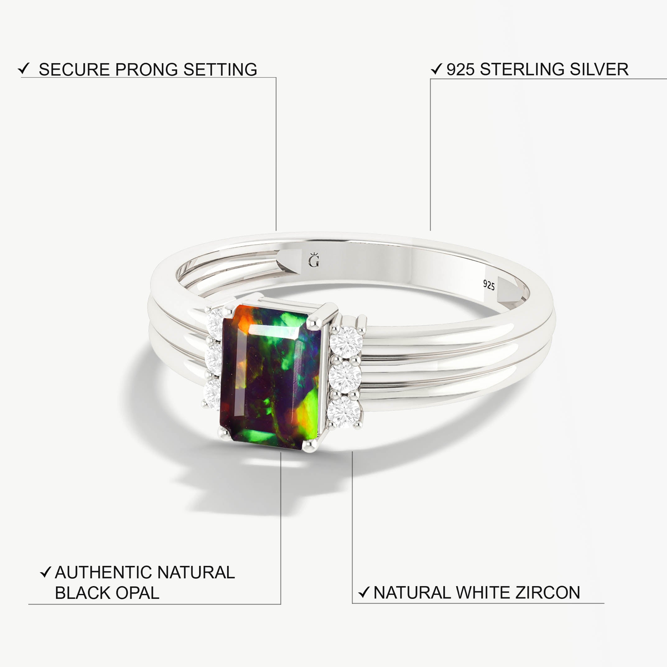 Black Opal Gemstone Ring for Women - Elegant Handmade Jewelry Gift for Her - Perfect for Birthdays, Anniversaries & Special Occasions